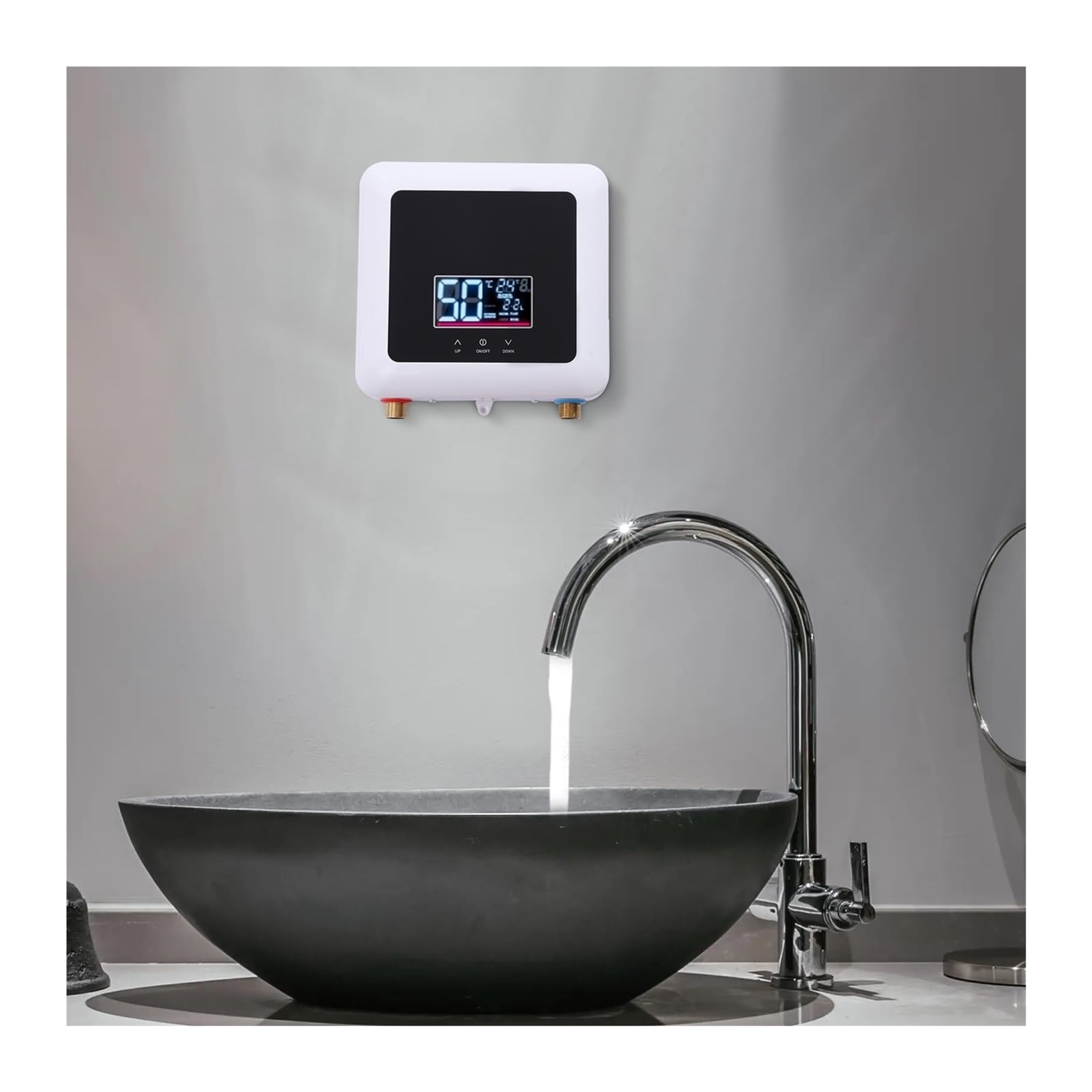 Natychmiastowy podgrzewacz wody, 5500W Bezzbiornikowy Podgrzewacz Wody Elektryczny Gorący Do Prysznica, Łazienki Kuchnia Natychmiastowy Ogrzewanie Za Pomocą A I Sterowania Dotykowego(Wit)