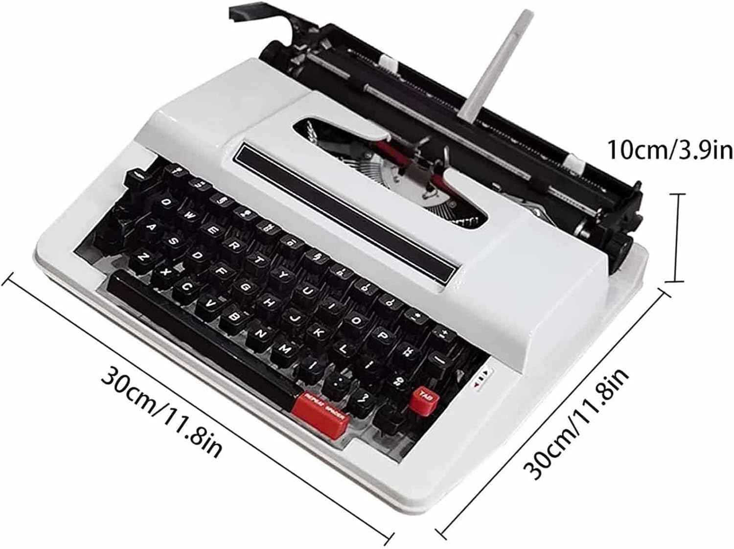 Macchina da Scrivere Manuale Vintage - Tastiera retrò Rosso-Nera per Scrittori, Perfetta per Romanzi, Viaggi E Avventure in Qualsiasi Contesto. White Blackkeyboard