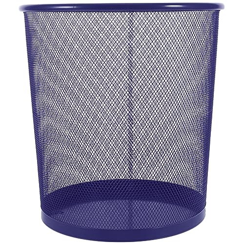 MAGICLULU Mesh Waste Paper Bin Round Trash Can Open Top Wastebasket Recycling Bins Garbage Waste Basket for Home Office Workspace Blue