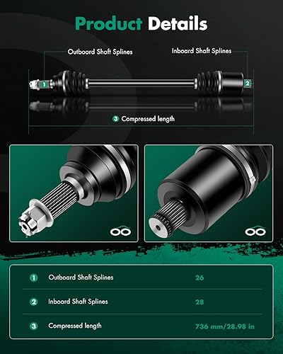 Vista 801 de SCITOO 1333081 1333947 Eje CV trasero izquierdo derecho para 2016-2020 para Polaris General 1000 2017-2020 para Polaris General 4 1000 2015-2018