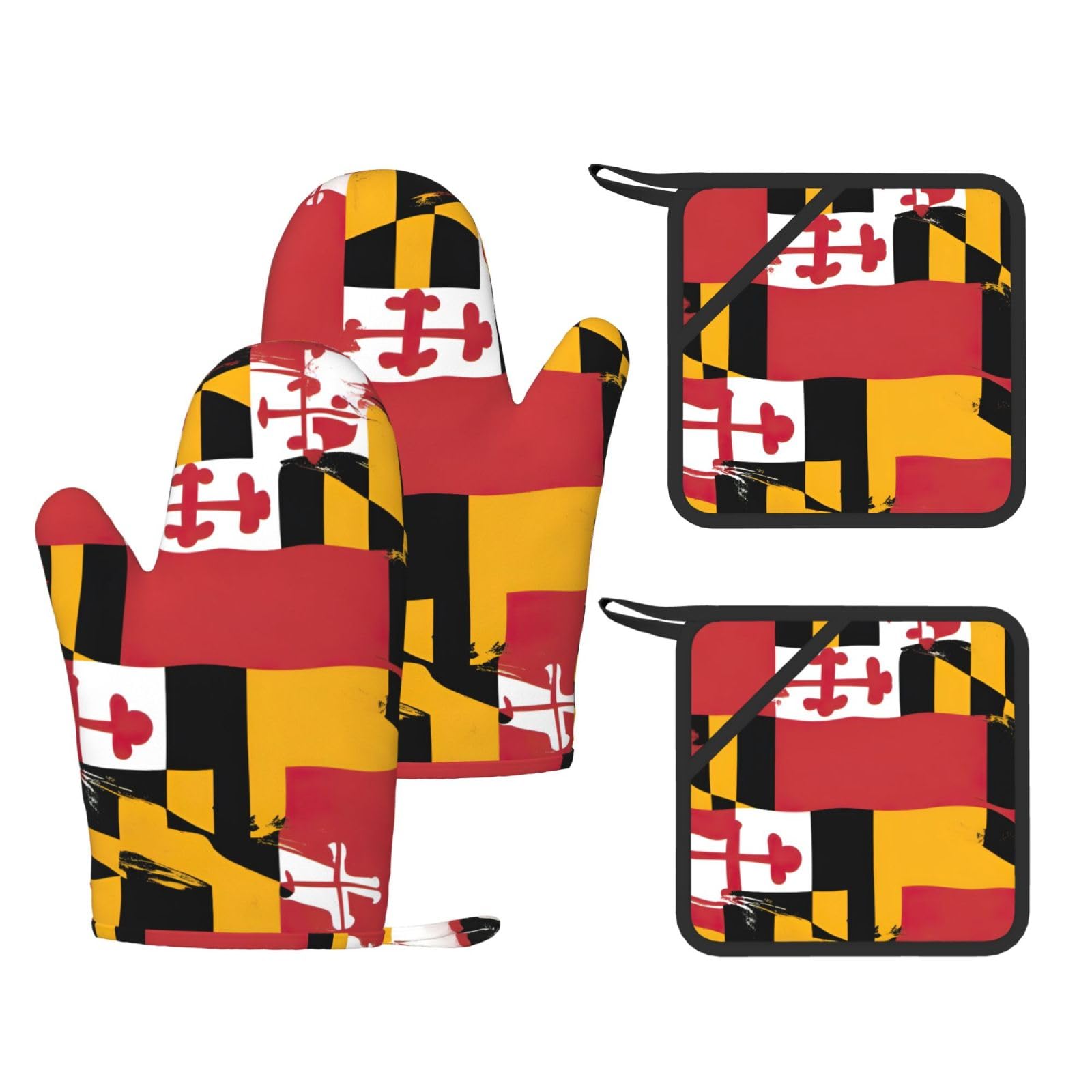 Lot de 4 maniques en silicone motif Maryland isolantes pour la cuisine