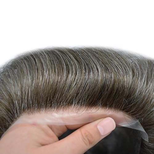 Miniatura 3 de Ultra Thin Skin Mens Toupee Real Human Hair Replacement System Toupee For Men Hair Pieces 8x10Inch Hair Pieces For Men Hair Prosthesis V-Loop 90%