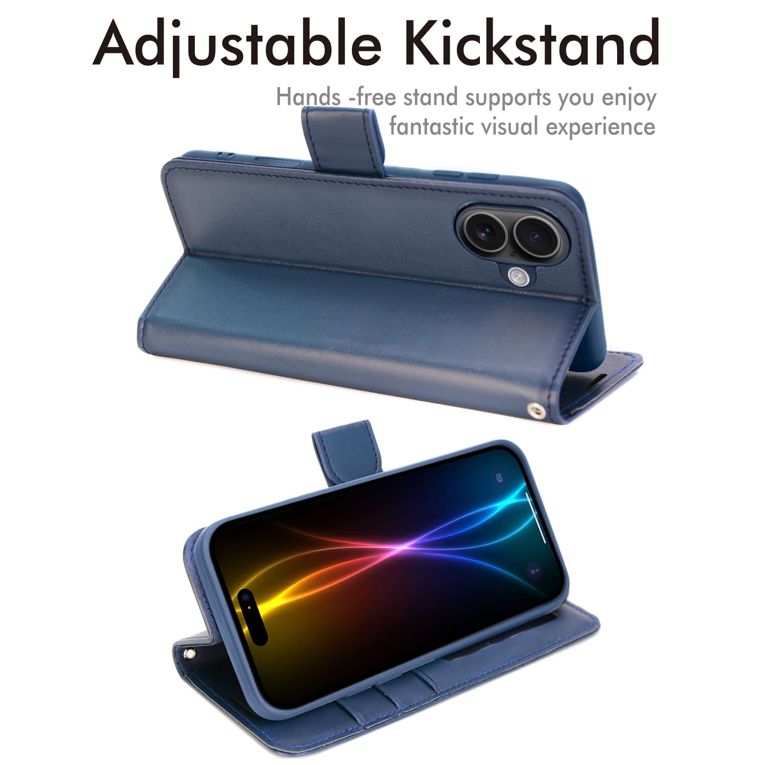 UFinetech Étui Portefeuille Pour IPhone 17 | Cuir Synthétique | Porte-cartes RFID | Bandoulière Réglable | Béquille Intégrée | Violet