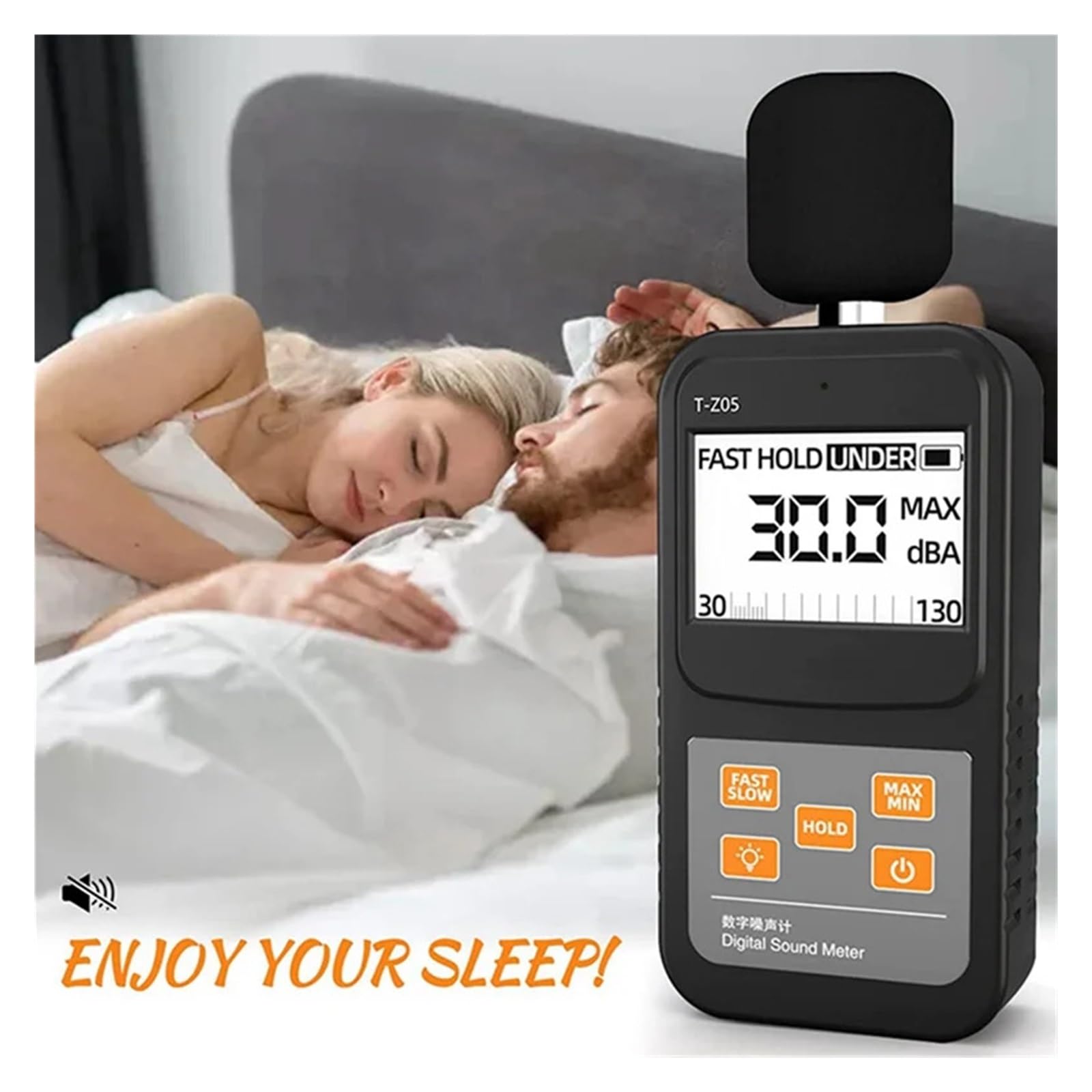 Fonometro Digitale, Misuratore Di Livello Sonoro Portatile, Rumore Audio Da 30 A 130 DB, Display LCD Retroilluminato Più Grande For Uso Domestico E Industriale Precisione Estremamente Elevata