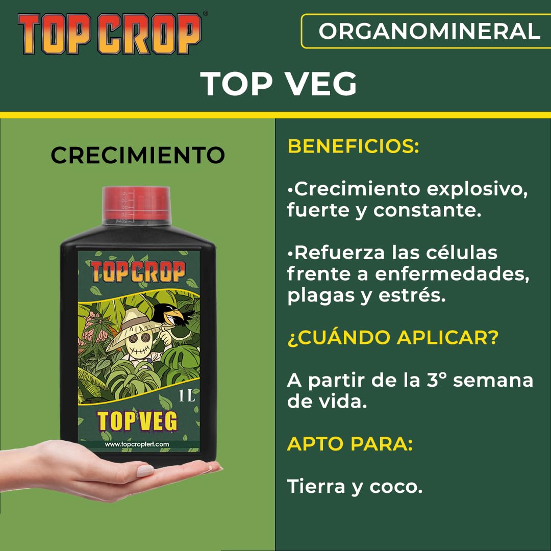 Top Crop Top Veg 10 L. Líquido Fertilizante para Jardinería en el Hogar y Cultivo en Interiores (10 Litros)