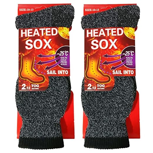 USBingoshop 2 Pairs Men's Heat Thick Insulated Wool Winter Thermal Socks 10-13 (2PK-Black-HS1)