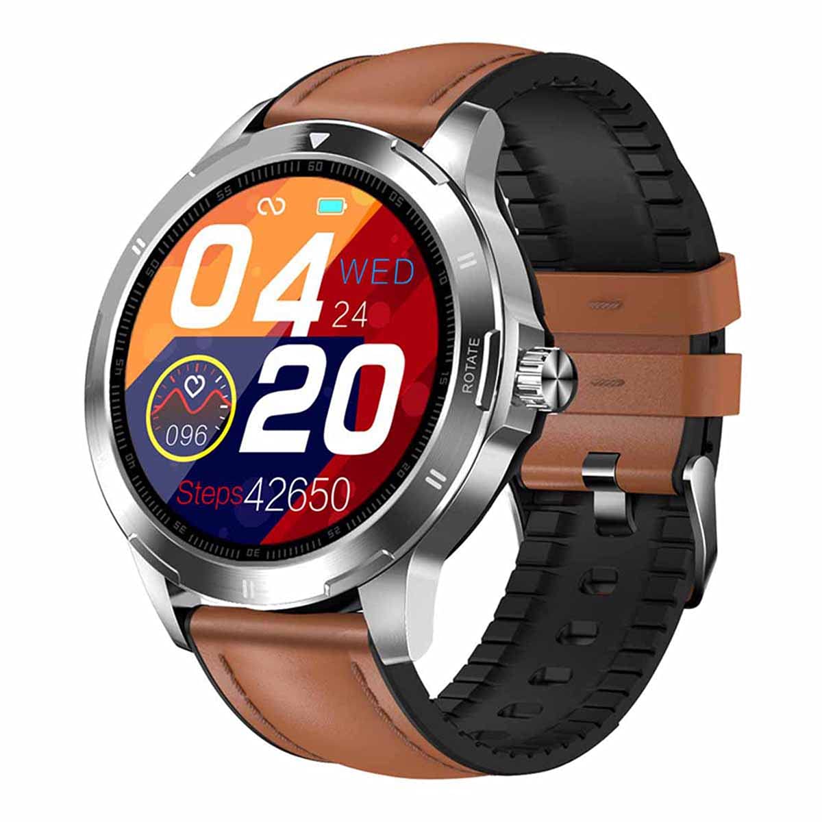 Smart Watches Fitness Tracker IP67, wodoszczelny, do snu, ciśnienia krwi, pulsometr, zegarek, 1,3 cala, Full Touch, stoper, zegarek do biegania, skórzany pasek (brązowy), pasek