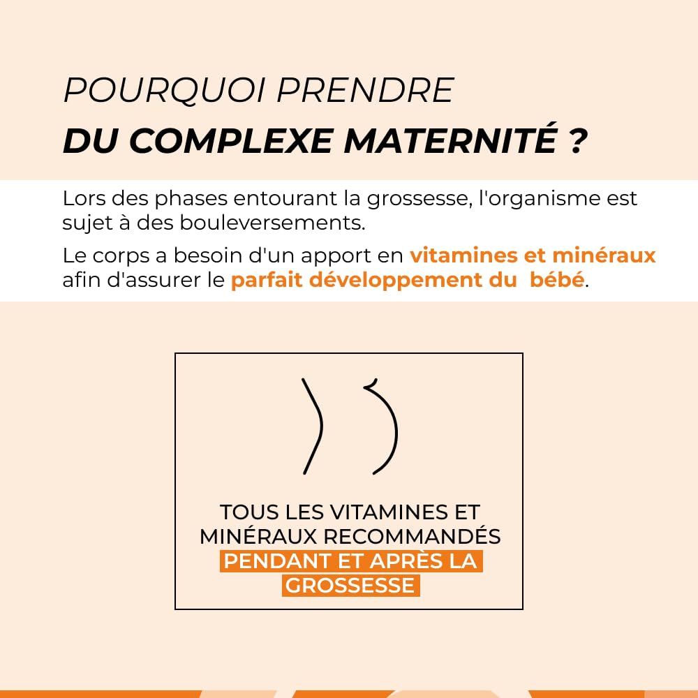 Complexe Maternité Plus Assimilable que l'Acide Folique - CUURE - 45 Jours - Conception, Grossesse et Allaitement - 15 Actifs de Haute Qualité - Vitamine B9, B12, D, Iode, Zinc - Fabriqué en France