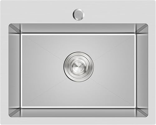 Fregadero de cocina pequeño de acero inoxidable con caída de 20 pulgadas, níquel cepillado, 20 pulgadas de profundidad x 16 pulgadas de ancho x 9