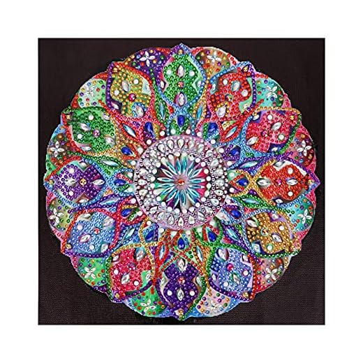 VETPW 5D DIY Mandala Blume Diamant Malerei Kits, DIY Speziell Geformte Diamond Pasted Painting Strass Stickerei Kreuzstich Kunst Handwerk Diamant für Home Wall Wanddekoration (30x30CM)