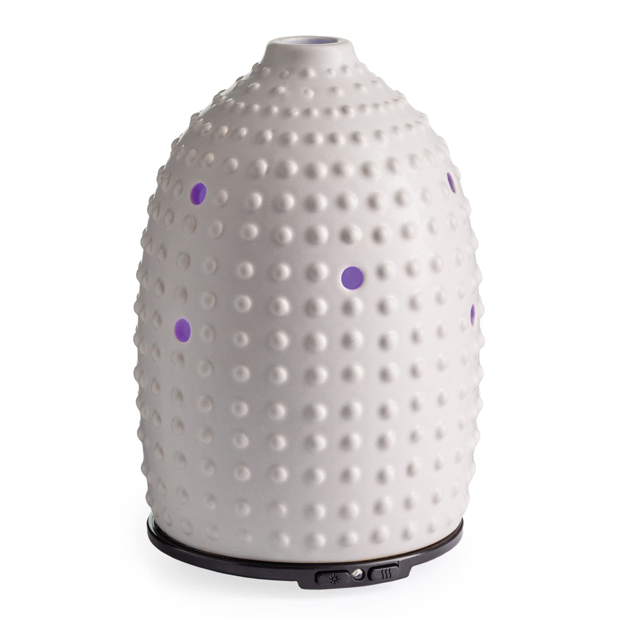 Airome - Diffusore di oli essenziali in ceramica, misura media, umidificazione da 100 ml, diffusore per aromaterapia a ultrasuoni, 8 luci LED colorate, nebbia intermittente e continua, spegnimento