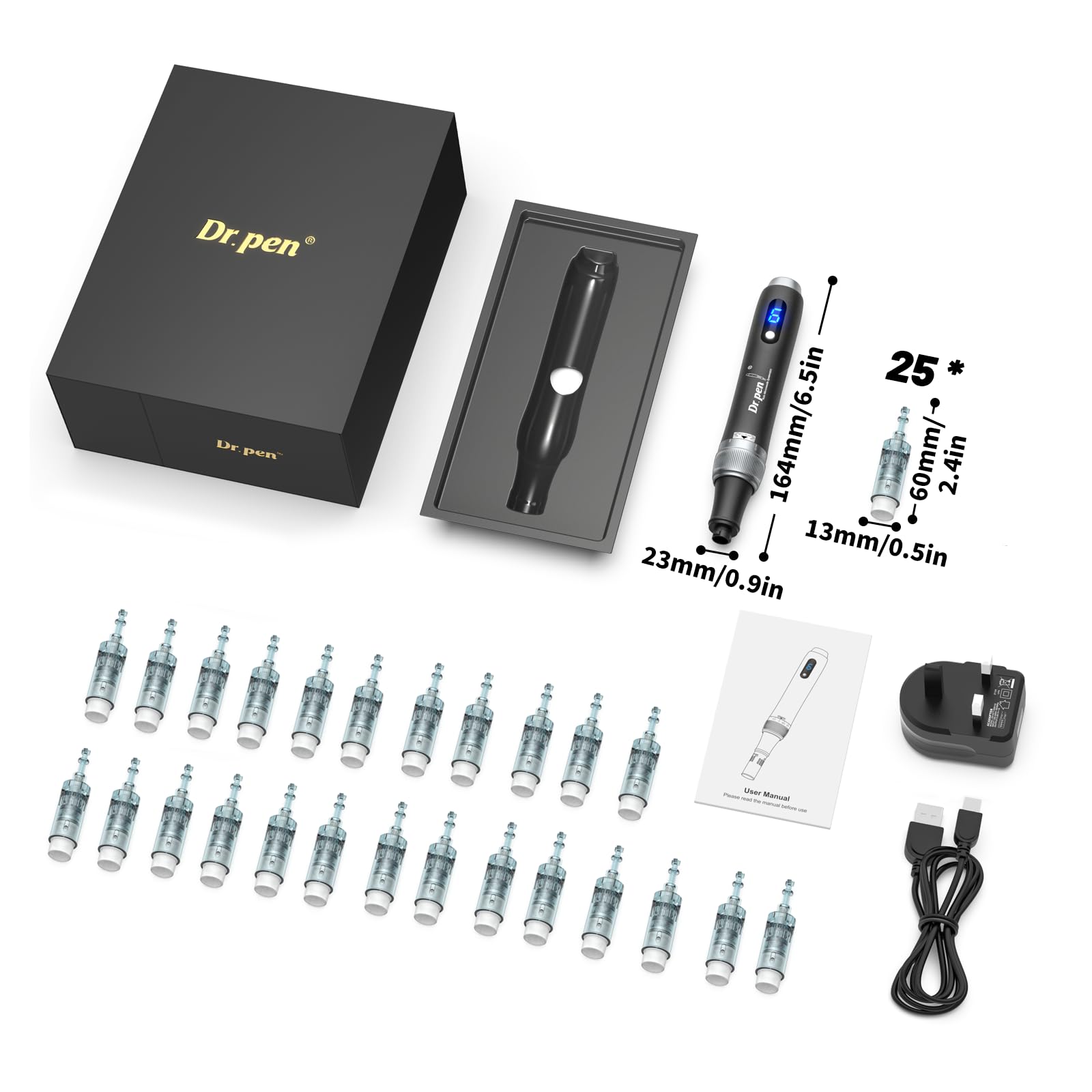 Dr. Pen 2026 Ultima M7S Professioneller Microneedling Pen, Kabellos mit 25 Ersatzkartuschen, 6 Stufen und LED-Anzeige Elektrischer Dermapen für Haarwachstum, Gesicht, Körper und Hautpflege