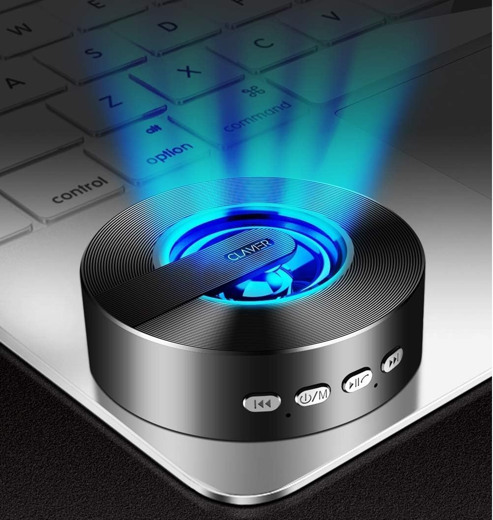 CLAVIER Pluto Portable Bluetooth Speaker, Bluetooth 5.0 Wireless Speakers with HD Sound and Rich Bass, LED Flashing Light, Built-in Mic for iPhone & Android,