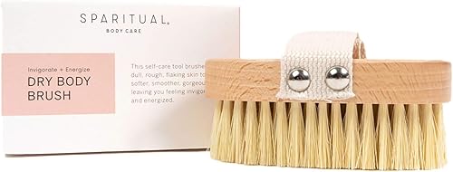 Cepillo seco SPARITUAL para celulitis y salud linfática | Cepillo ergonómico para el cuerpo de cepillado seco hecho con cerdas de cáñamo de sisal,