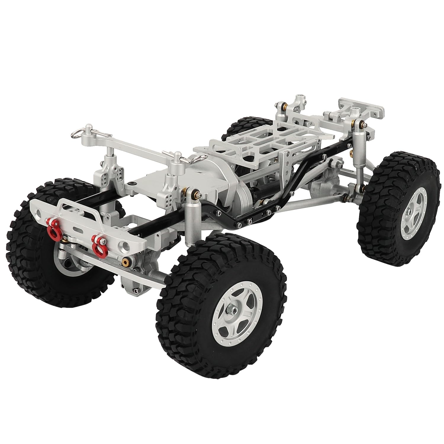 4WD Metal Full Chassis Frame Upgrade Kit For Axial SCX24 1/24 RC Crawler - Red With Wheels & Bumper - View #5