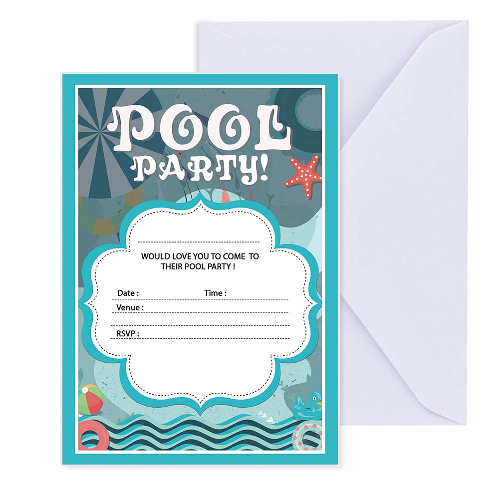 20 Inviti Di Compleanno A Tema Piscina Con Buste – Design "Bruh, You In?" Con Pizza E Nuoto, 10,2x15,2 Cm