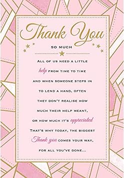 Piccadilly Greetings Heartfelt Wishes Sentimental Thank You Card - 9 x 6 inches - Regal Publishing,Yellow