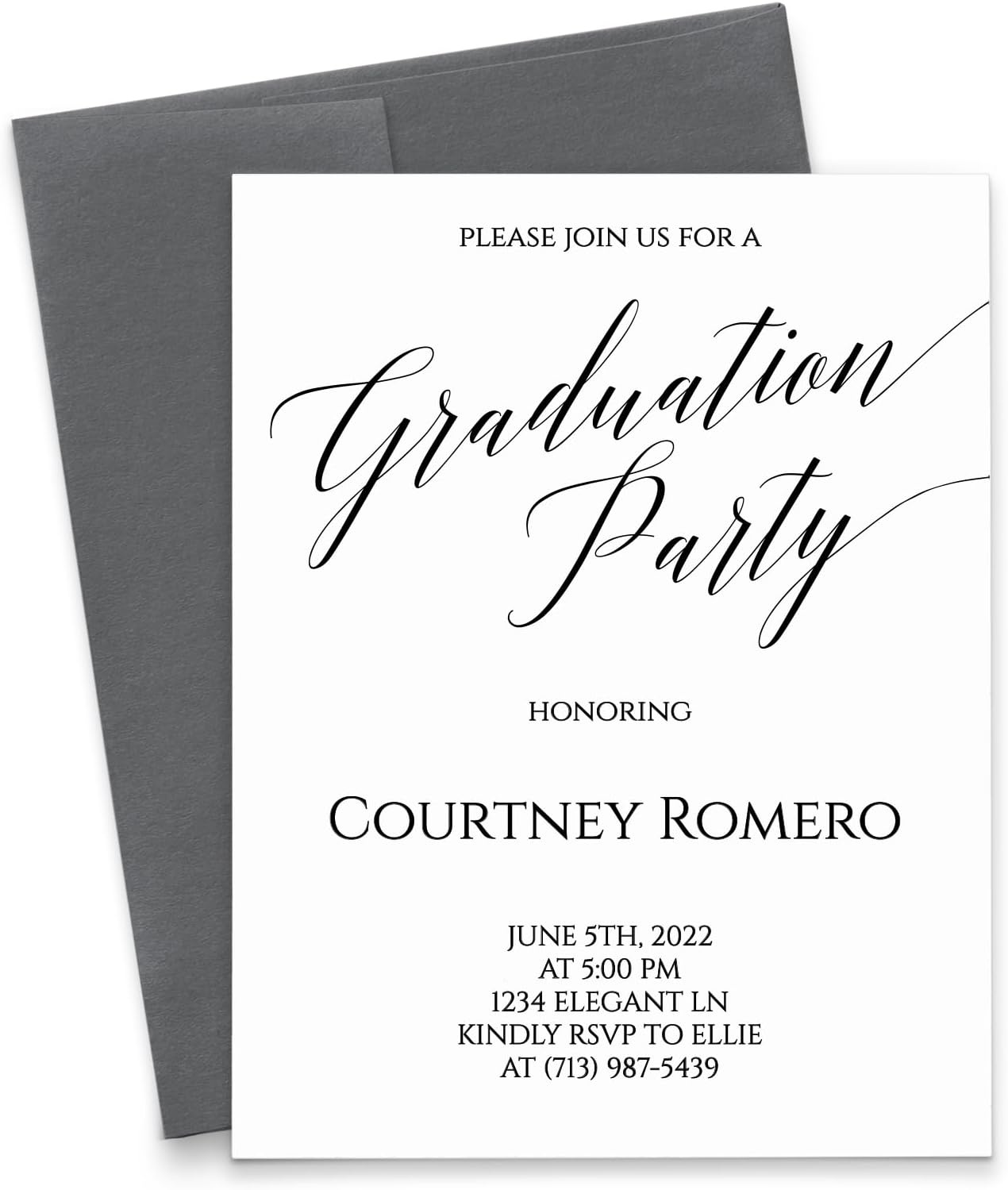Elegant Graduation Party Invites, Simple Graduation Party Invitations Personalized, Modern Grad Party Invite, Your choice of Quantity and Envelope Color