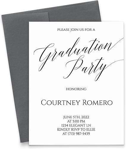 Invitaciones elegantes para fiesta de graduación, invitaciones simples de fiesta de graduación personalizadas, invitación moderna para fiesta de