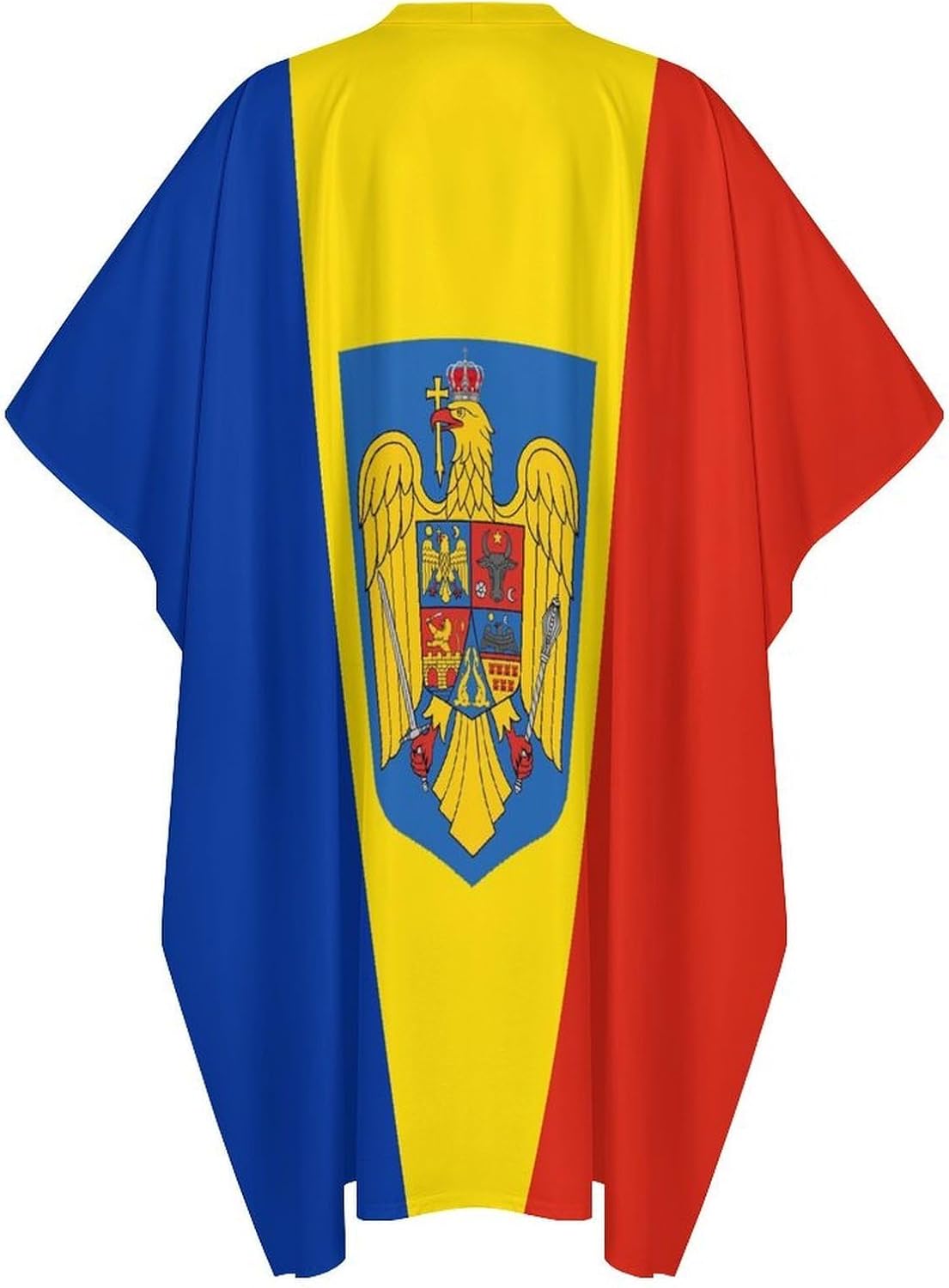 Romania Flag Romanian Coat of Arms Men's Kaftan Thobe V-Neck Long Gown Loose Robe