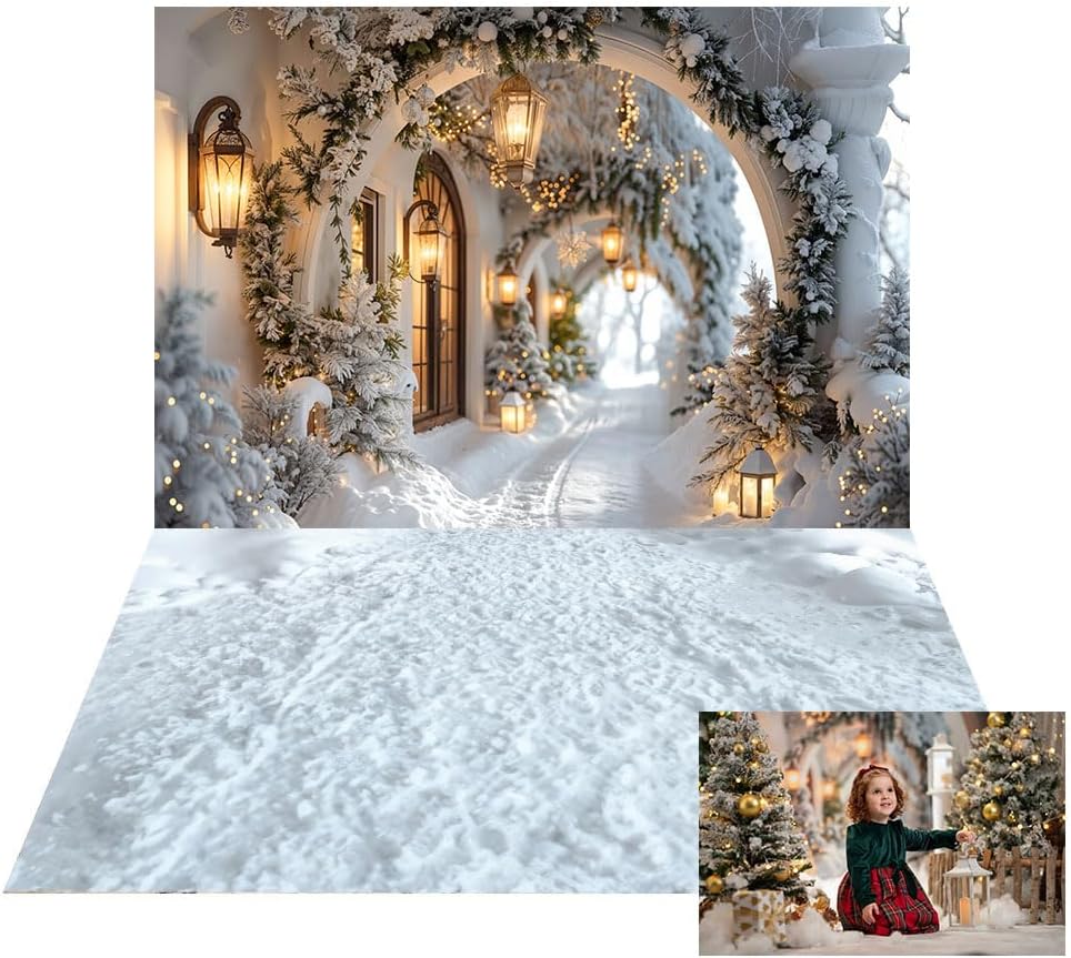 Amazon.com : Kate 7x5ft Winter Retro White Flower Christmas Arch ...