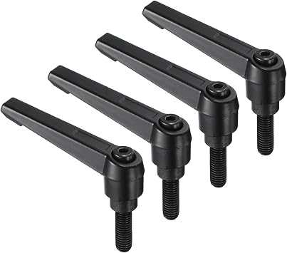 uxcell 4pcs Clamping Lever Handles, M8 x 20mm Black Oxide Carbon Steel Threaded Male Stud, Adjustable Handles Locking Quick Release Ratchet Push Button Bolt Knobs, Black