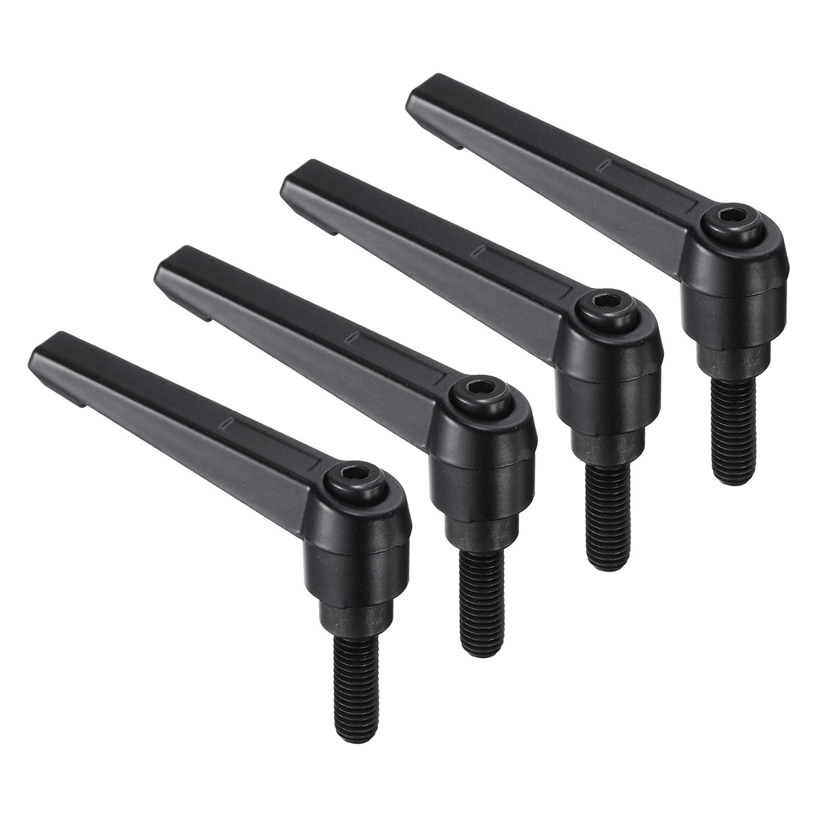 uxcell 4pcs Clamping Lever Handles, M8 x 20mm Black Oxide Carbon Steel Threaded Male Stud, Adjustable Handles Locking Quick Release Ratchet Push Button Bolt Knobs, Black