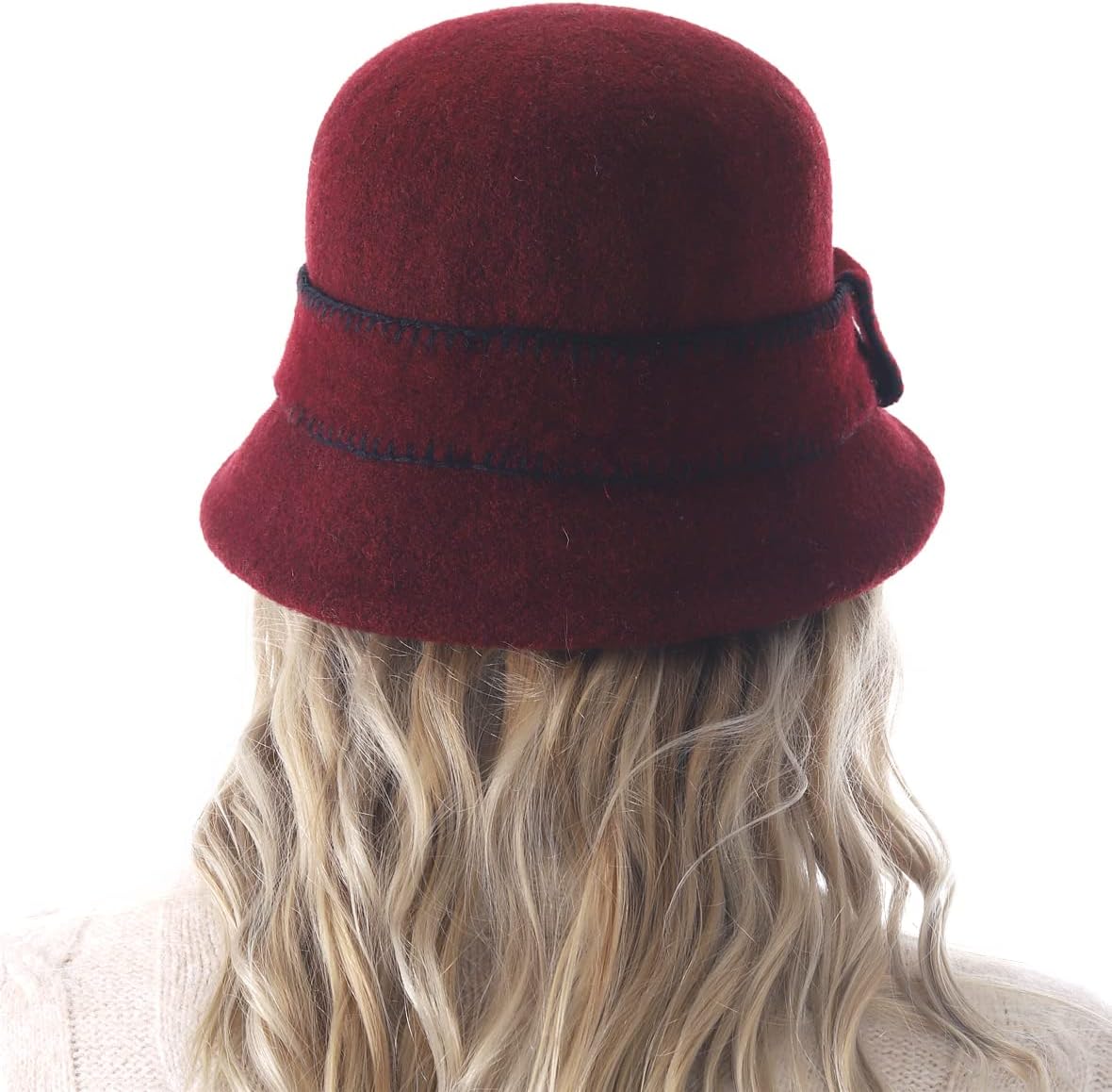 Women Elegant Winter Wool Bucket Hat 1920s Vintage Cloche Bowler Hats