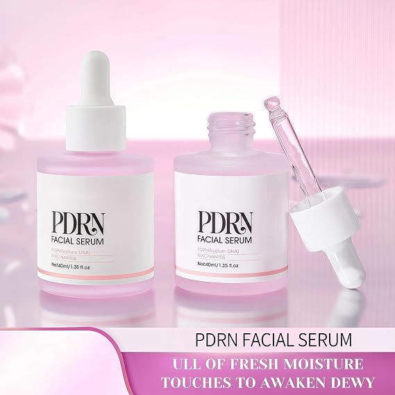 Pink Glow Serum - Salmon DNA PDRN & Peptide Complex, Niacinamide for Hydration, Moisturizing & Firming, Brightens Uneven Skin Tone, Korean Skincare Facial Serum, 40ML