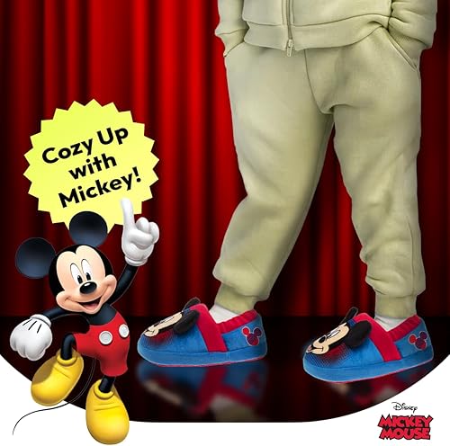 Miniatura 2 de Disney Pantuflas de Mickey Mouse acogedoras y antideslizantes de felpa para niños (niños pequeños)