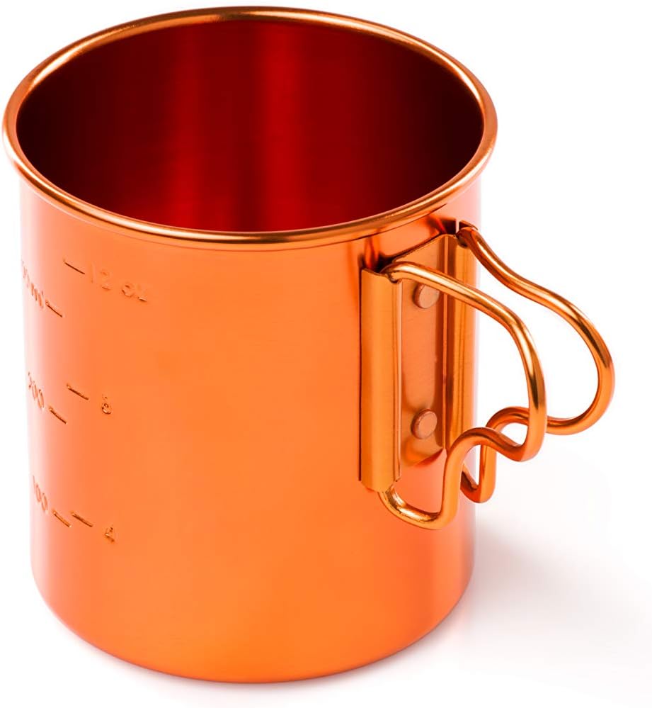 GSI Outdoors Bugaboo Cup - Ultralight Aluminum Camping & Backpacking Mug with Folding Handles - Hot Coffee, Tea, Soup (14oz)