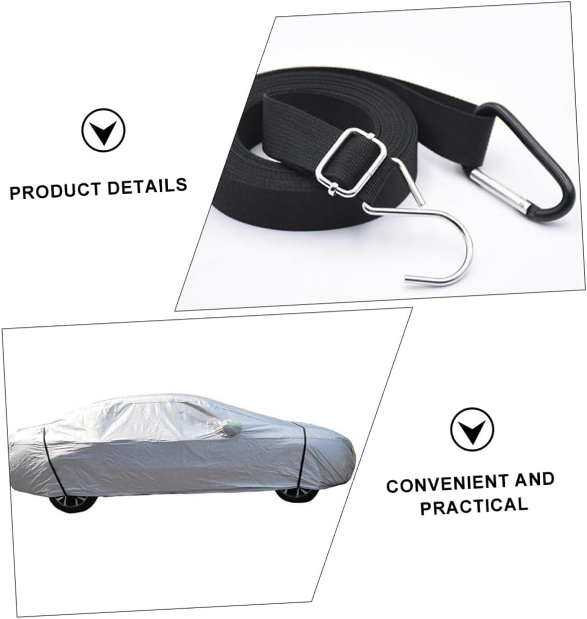 GLEAVI 2pcs Winch Strap for Car Cover Elastic Fixing Belt Ties Lashing Straps for Windproof Protection