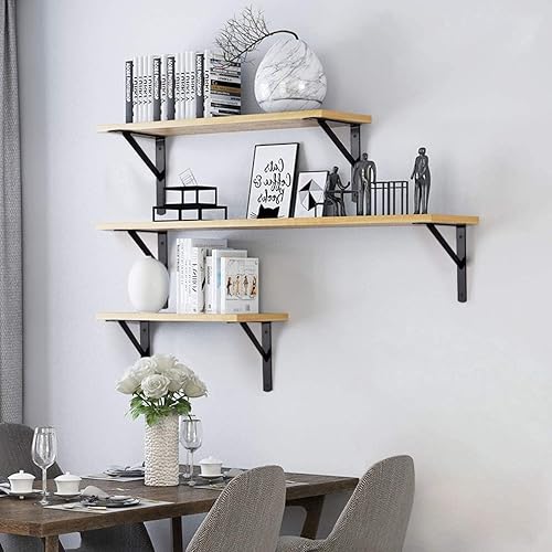 Miniatura 10 de Soportes de estante de 6 pulgadas, paquete de 2 soportes L resistentes para estantes, soportes de metal triangulares de 90 grados para estantes