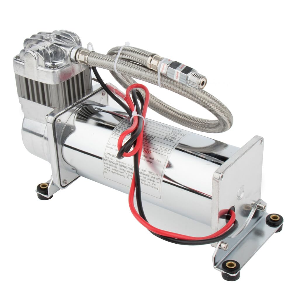 STAYTOP 3 Gallon Train Air Horn Tank with 200 PSI Air Compressor Onboard System Kit for Car Train Truck Horn