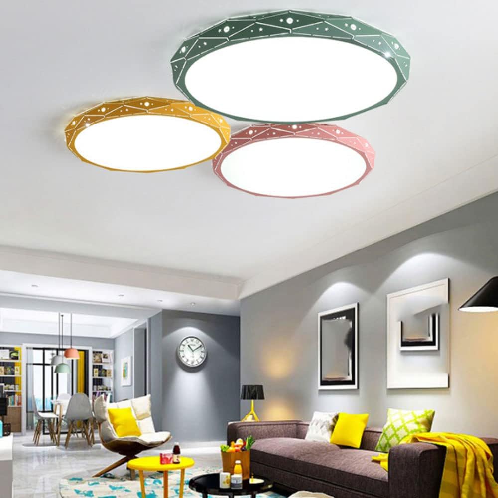Round Led Flush Mount Ceiling Light Modern Led Ceilingron Led Ceiling Light 3 Color Temperatures in（3000K/4000K/6500K for Learning Room, Tea Room, Bathroom/Black/55Cm