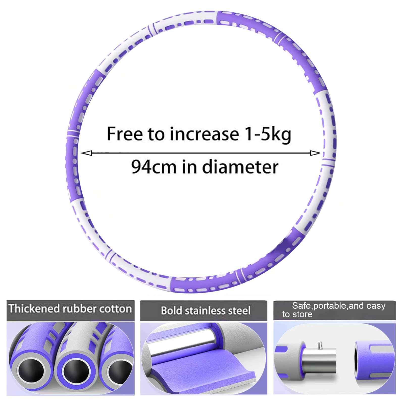 Hula Hoop Reifen Erwachsene, 1-5kg Gewichteter Hula Hoop Reifen Rostfreier Stahl Fitness Hoola Hoop Reifen 6 Segmente Abnehmbarer Geeignet Für Fitness/Bauchformung