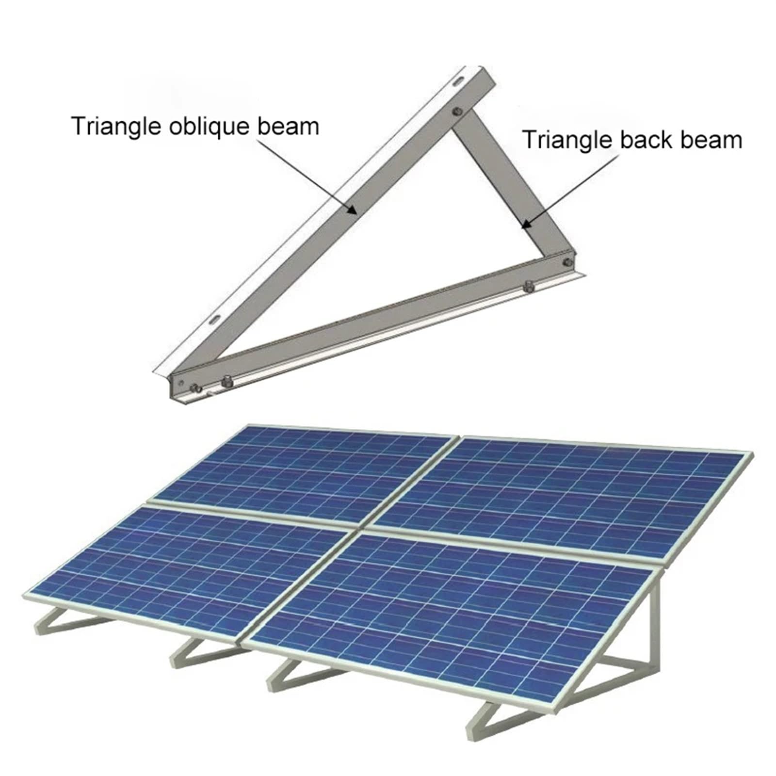 Regulowany uchwyt na panel słoneczny z możliwością pochylenia, trójkątny aluminiowy stojak dachowy, 560 mm do 1040 mm, do paneli słonecznych o mocy od 100 W do 300 W(1040mm)