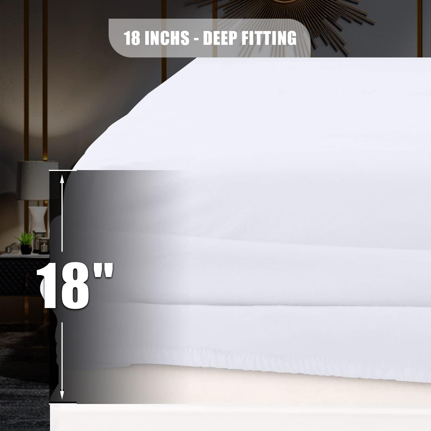 MOONQUEEN Lightweight Bedding Queen Bed Sheets Set - 95 GSM 4 Piece Bed Sheets Set - Microfiber Bed Sheet Set with 18" Deep Pockets - Shrinkage and Fade Resistant - Easy Care (California King, White)