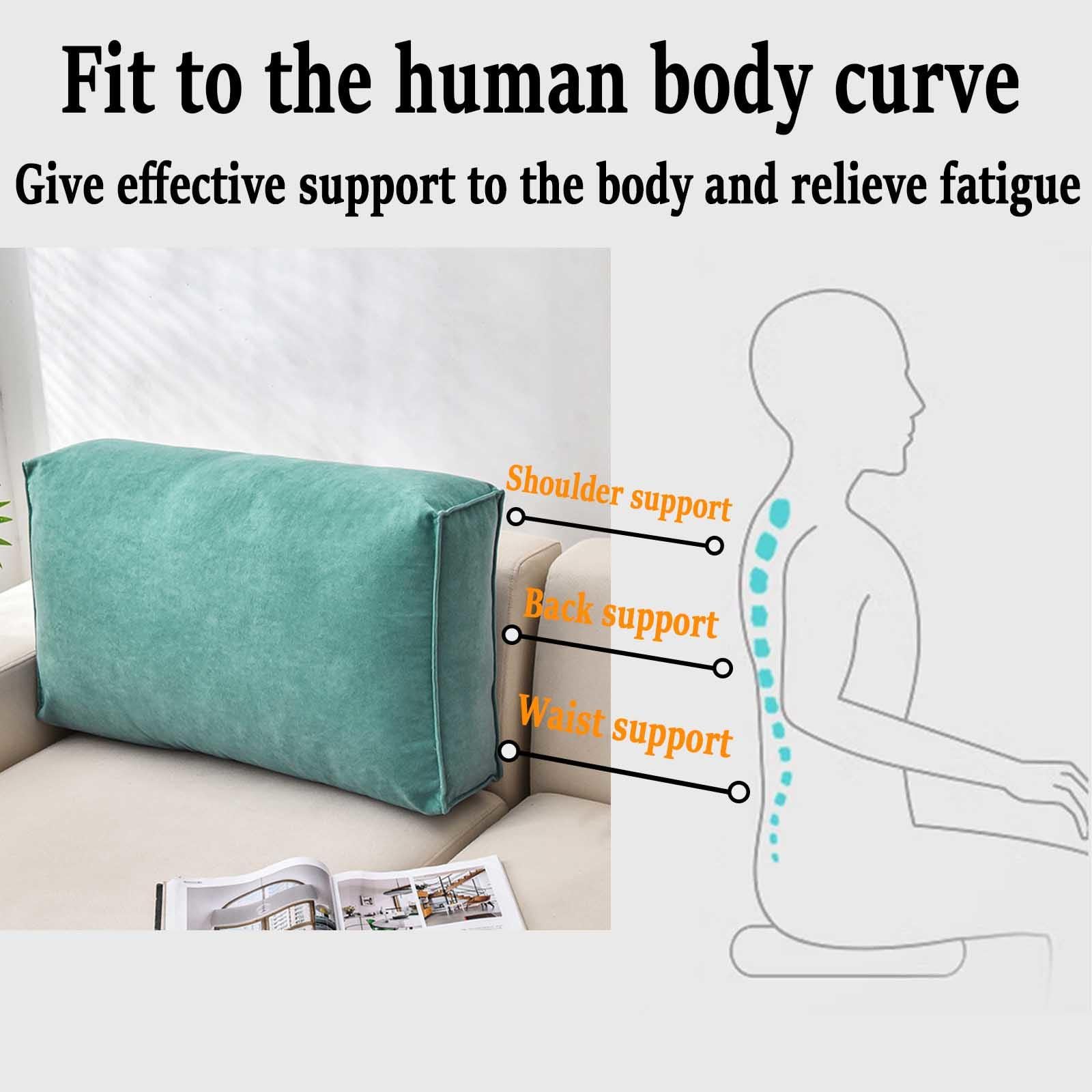 KKXXYQFC Ergonomiczna poduszka podpierająca lędźwie do sofy i łóżka - wygodna poduszka do czytania, zmywalny zagłówek i poduszka oparcia, 8-60x45x12cm