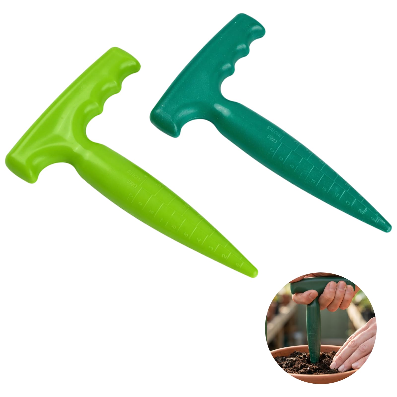 2 Pcs Planter Planting Dibber, Plastic Bulb Planter with Measurement Scale