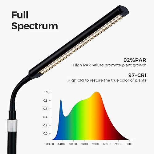 Miniatura 4 de Grow Light - Lámpara de pie de crecimiento LED de espectro completo con soporte extensible de 63 pulgadas de altura, base estable grande, regulable