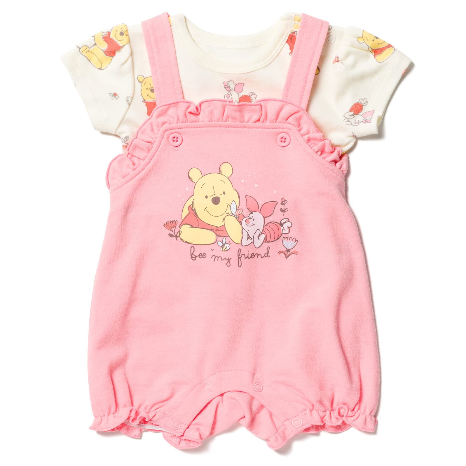 Disney Minnie Mouse Kubuś Puchatek dla dziewczynek French Terry krótki kombinezon i T-shirt dla noworodków do małych dzieci