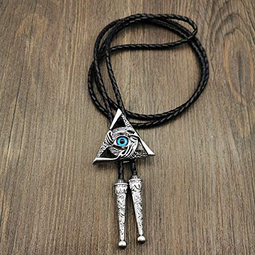 YOQUCOL Triangle 3D Simulation Devil's Eye Bolo Tie For Men American Western Genunie Leather Necktie Bolo Ties
