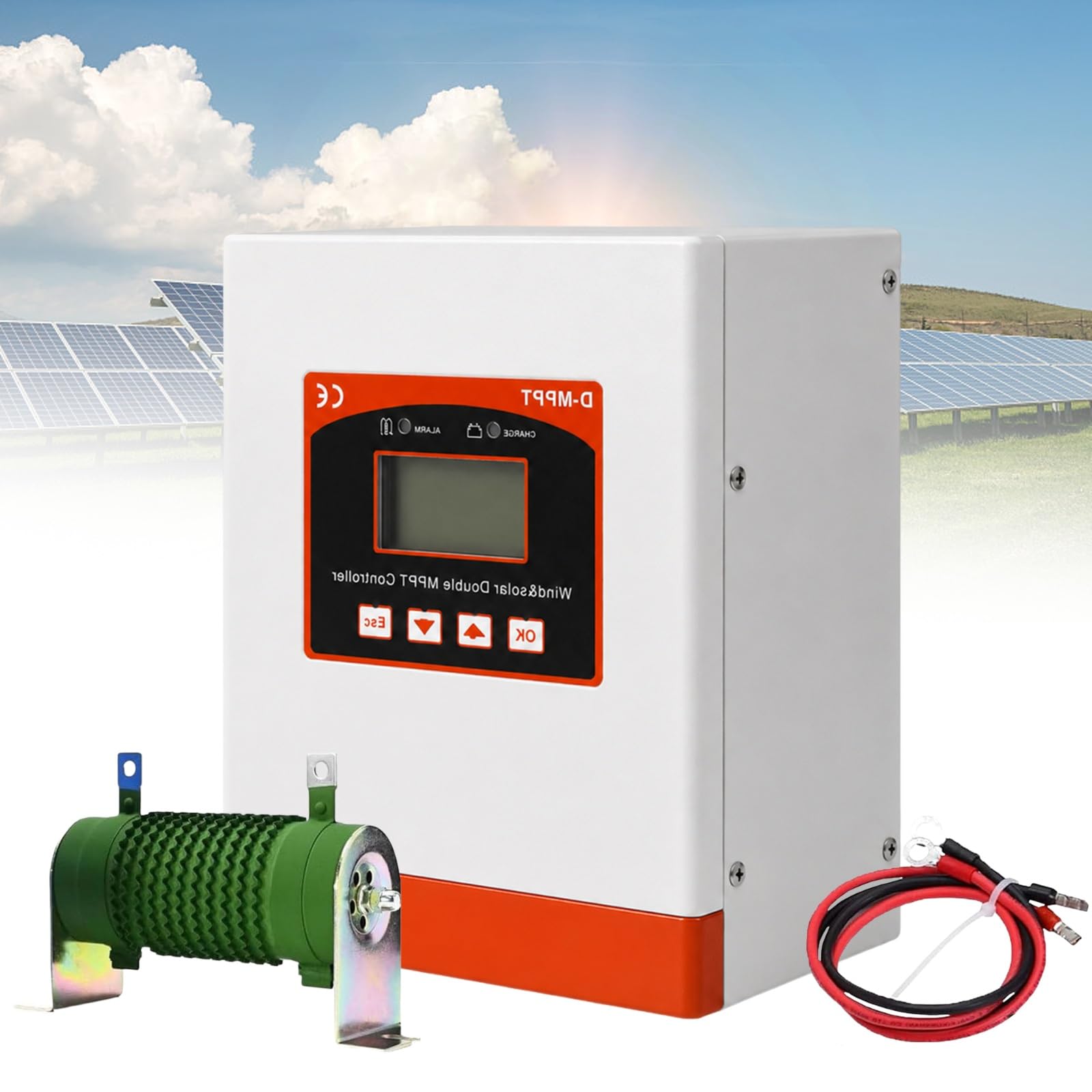 Hybrydowy regulator ładowania wiatru słonecznego 6000 W – 15000 W – kontroler MPPT Boost z wyświetlaczem LCD i rezystorem odciążenia (10000 W, 12V/24V)