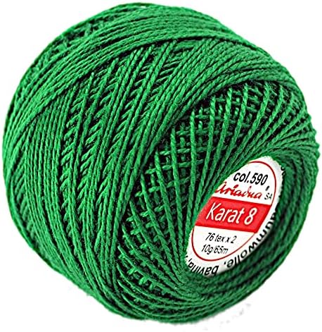 Cotton Crochet Embroidery Yarn 71yd/65m Quality Ball 0.35oz/10g Thread Floss Size 8 (White 0400)