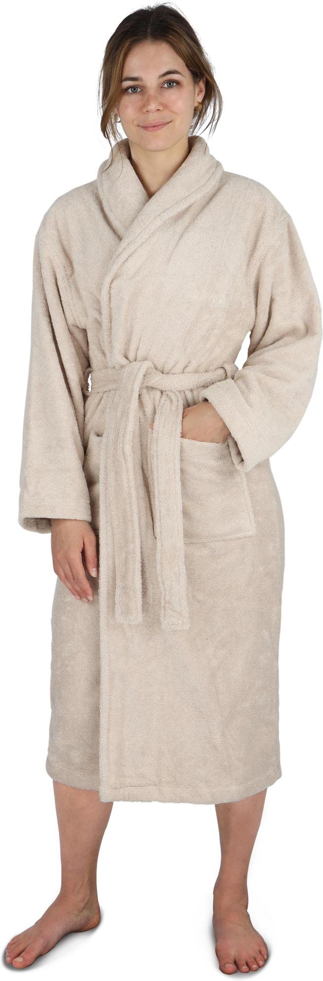 normani Damen und Herren Frottee Baumwoll Bademantel - Saunamantel aus extra dicker Baumwolle 450 g/m² - wadenlanger Morgenmantel