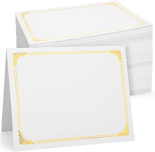 Fainne 80 soportes para certificados para diplomas, portadocumentos para certificados, carpetas de certificados con borde de lámina dorada para