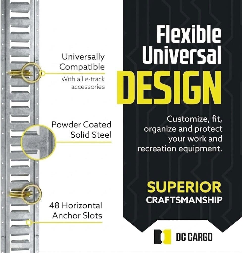DC Cargo Mall E Track Rail Tie-Down Kit (8 Foot - 28 Pieces)