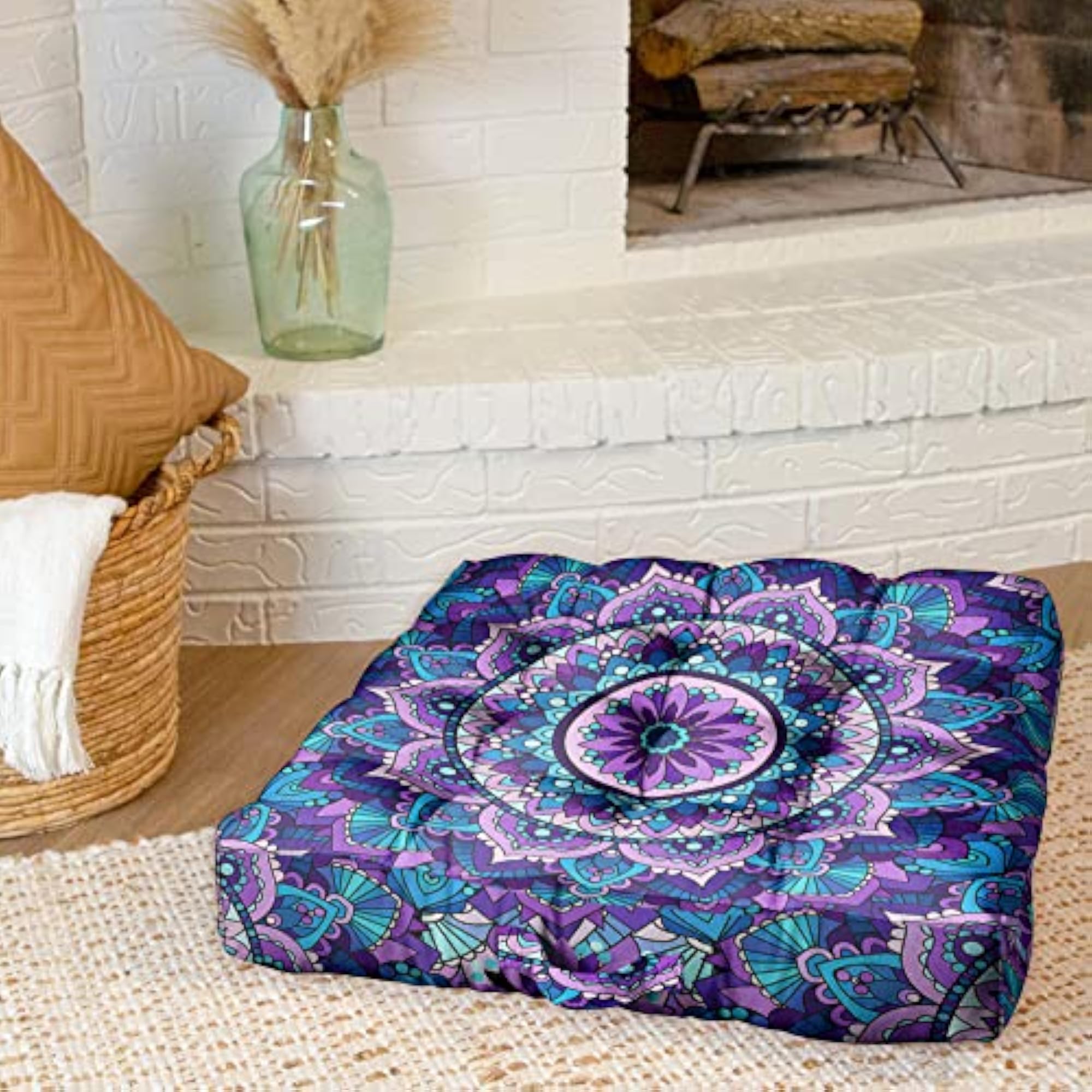 Mandala Meditation Cushion, Boho Meditation Mat