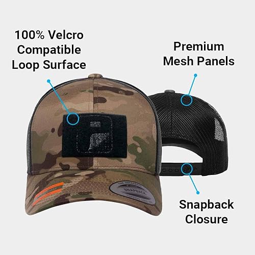 Miniatura 2 de Pull Patch Multicam - Gorra de camionero con diseño de camuflaje curvado, gorra táctica, superficie de bucle de 2 x 3 pulgadas para fijar parches